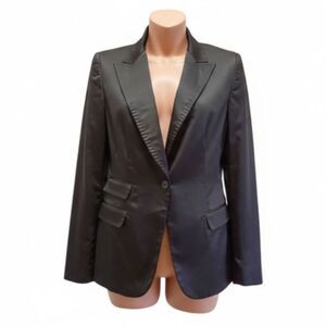 Tahari Black One Button Blazer Office Siren Triple Pocket Jacket 6 Evening Chic